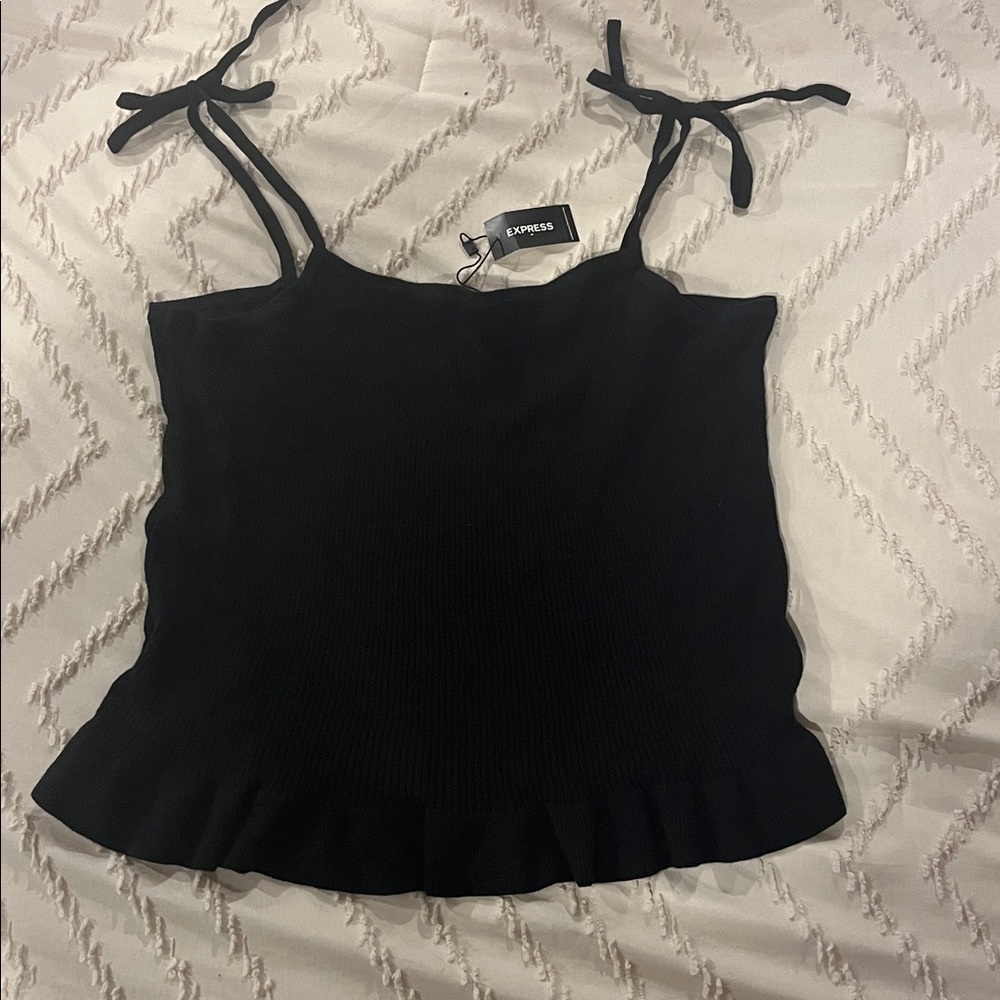 Express Black Sleeveless Top with Tie Straps